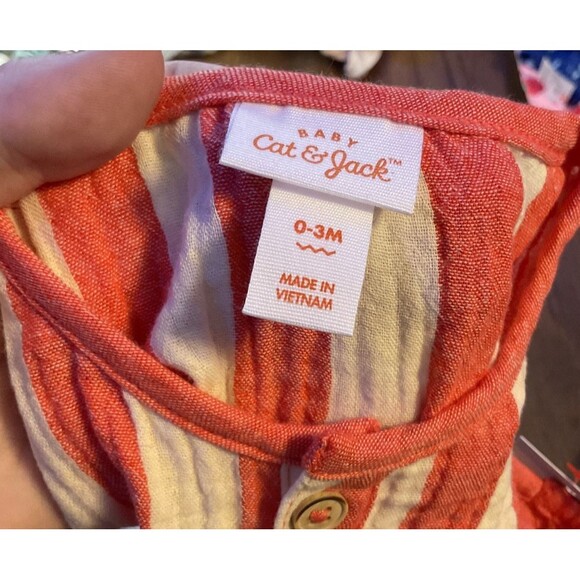 one piece red & tan sleeveless 0-3 months nwt cat & jack - Picture 3 of 4